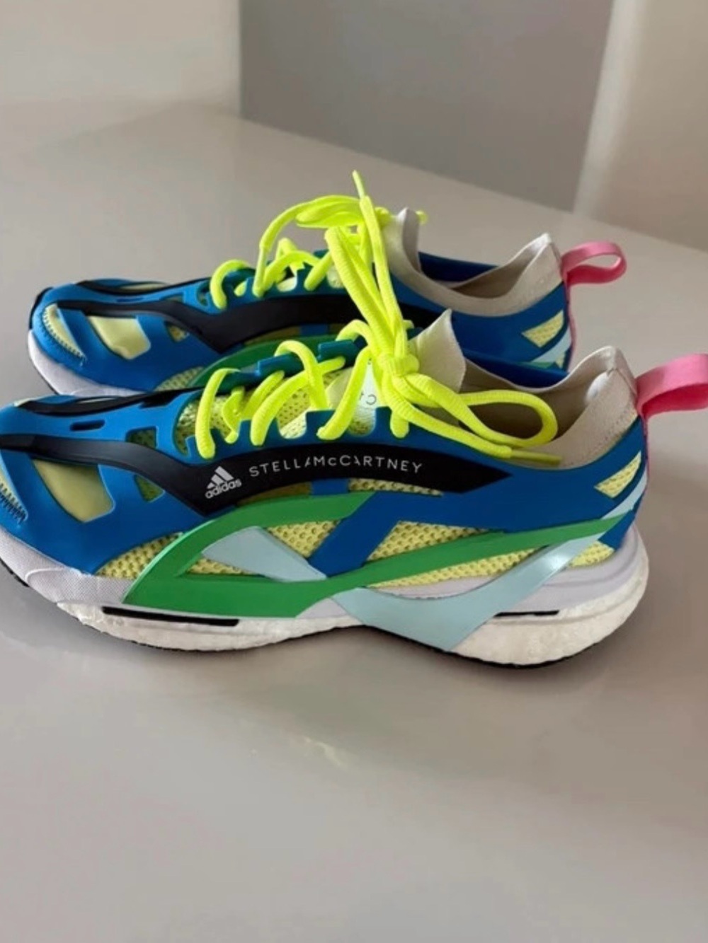 adidas by Stella McCartney women’s size 7 blue and Neon Yellow Athletic Sneakers